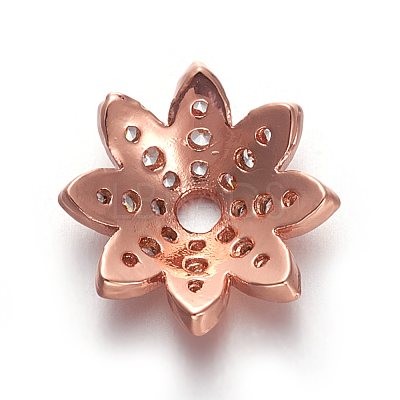 Brass Micro Pave Cubic Zirconia Bead Caps ZIRC-E158-12RG-1