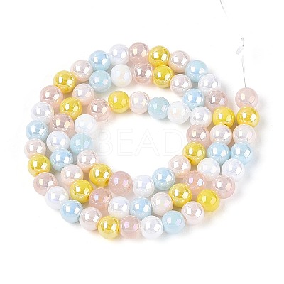 Electroplate Glass Beads Strands X-EGLA-N019-6mm-02-1