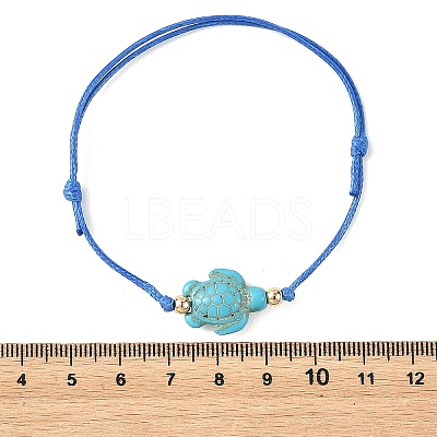 4Pcs 4 Colors Ocean Dyed Synthetic Turquoise Sea Turtle Beaded Adjustable Waxed Polyester Cord Bracelets for Women BJEW-JB14243-03-1