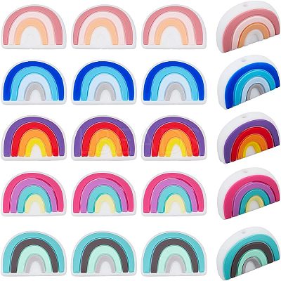 20Pcs 5 Colors Silicone Beads SIL-CA0001-09-1