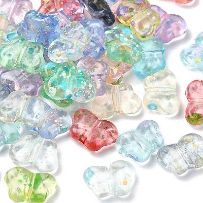 300Pcs 10 Colors Spray Painted Transparent Acrylic Beads OACR-FS0002-62-1