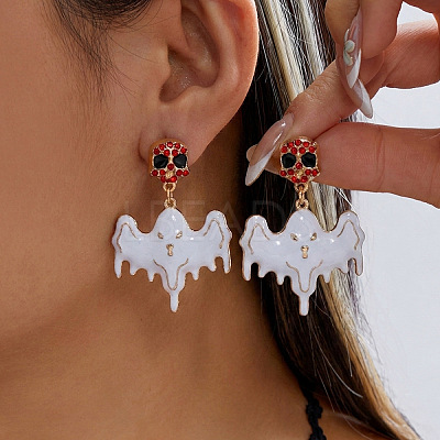 Halloween Alloy Enamel & Rhinestone Stud Dangle Earrings WG184D3-01-1
