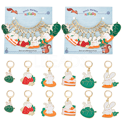 Rabbit Theme Alloy Enamel Locking Stitch Markers HJEW-PH01756-1