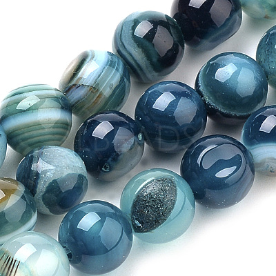 Natural Striped Agate/Banded Agate Beads Strands G-S259-04C-10mm-1