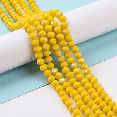 Electroplate Opaque Solid Color Glass Beads Strands EGLA-A034-P4mm-L02-1