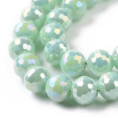 Electroplate Opaque Solid Color Glass Beads Strands GLAA-E036-10D-1