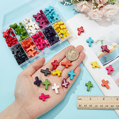 100Pcs 10 Colors Synthetic Turquoise Beads Strands TURQ-AR0001-51-1