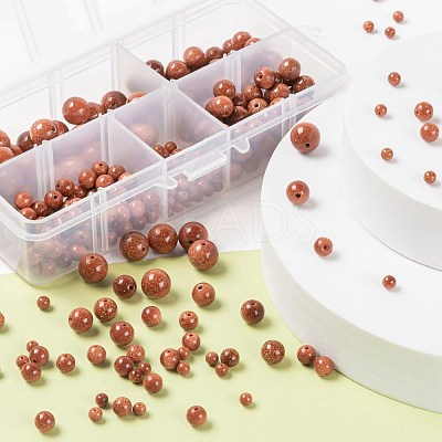 340Pcs 4 Sizes Synthetic Goldstone Beads Strands G-LS0001-11-1