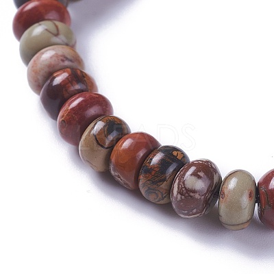 Adjustable Natural Polychrome Jasper/Picasso Stone/Picasso Jasper Braided Bead Bracelets BJEW-F369-A03-1