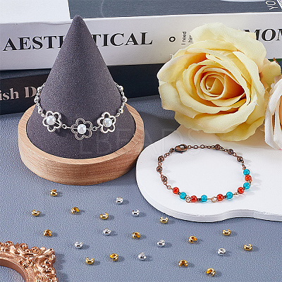 600Pcs 2 Colors Brass Crimp Beads Covers KK-SP0002-32-1