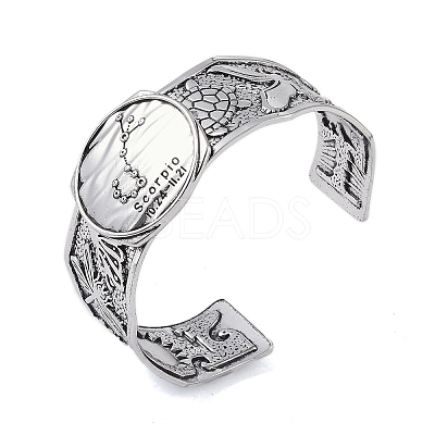 Constellation Alloy Open Cuff Bangles for Women Men BJEW-C064-01AS-11-1