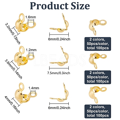 300Pcs 6 Style Brass Bead Tips KK-BC0010-01-1