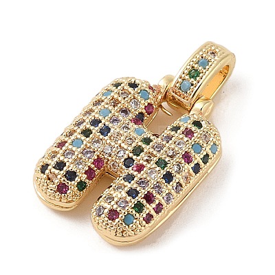 Brass Micro Pave Cubic Zirconia Pendants ZIRC-P121-01G-H-1