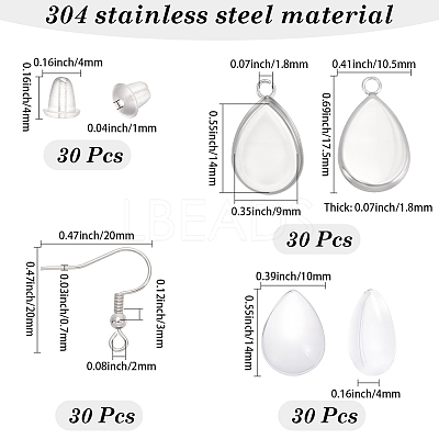 30Pcs 304 Stainless Steel Earring Hooks STAS-SP0002-06P-1