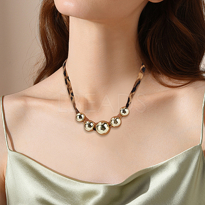 Alloy Graduated Beaded Pendant Polyester Collar Necklaces for Women NJEW-SP0001-17C-1