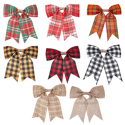 8Pcs 8 Colors Christmas Theme Imitation Linen Bowknot Ornament Accessories DIY-CA0004-34-1