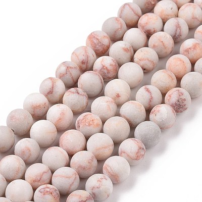 Natural Red Netstone Beads Strands G-Q462-8mm-14-1