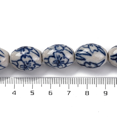 Handmade Blue and White Porcelain Beads PORC-I027-16C-1