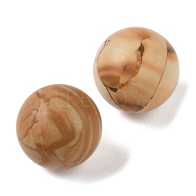 Natural Wood Lace Stone Wooden Jasper No Hole Sphere Beads G-K353-04C-23-1