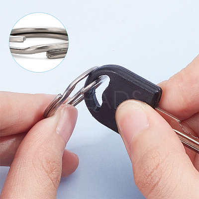8Pcs 4 Styles Titanium Alloy Split Key Rings FIND-WR0010-05A-1