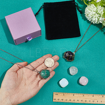 2Pcs 2 Colors 304 Stainless Steel Macrame Pouch Pendant Necklace Makings NJEW-PH0001-59-1