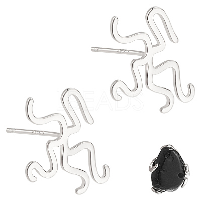1 Pair Sterling Silver Studs Earrings Findings STER-BC0002-68P-1
