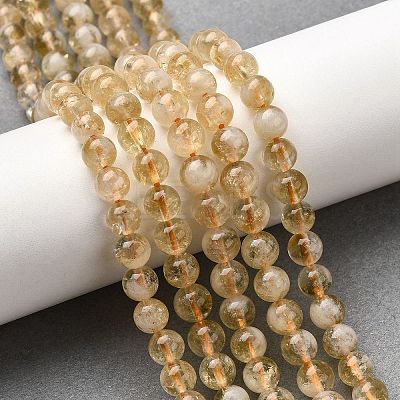 Heated Natural Citrine Beads Strands G-D323-A01-6mm-B-1