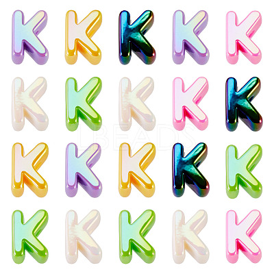20Pcs UV Plating Opaque Acrylic European Beads OACR-TADJ0001-16K-1