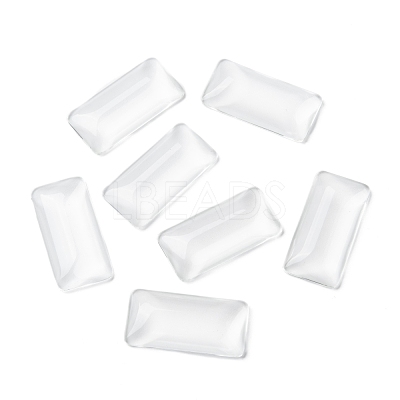 Transparent Rectangle Glass Cabochons GGLA-R025-38x19-1