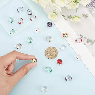 20Ppcs 5 Style Transparent Glass Enamel Beads GLAA-FH0001-47-1