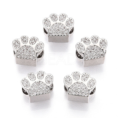 Brass Micro Pave Cubic Zirconia European Beads ZIRC-T002-101-1