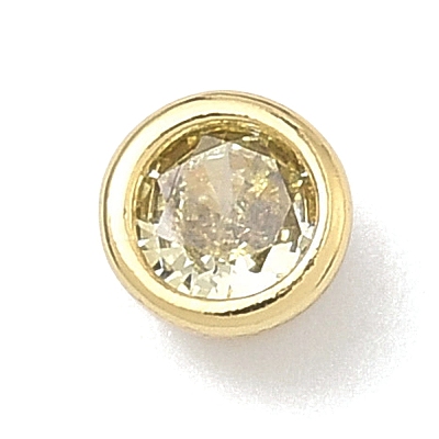Flat Round Brass Micro Pave Cubic Zirconia Cabochons KK-P345-13G-A06-1