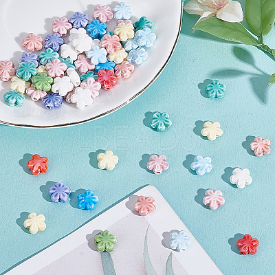 60Pcs Glazed Porcelain Beads PORC-HY0001-11-1