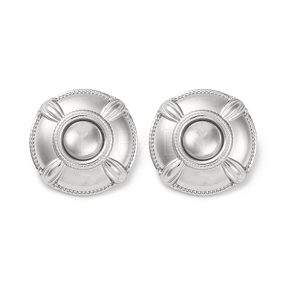 304 Stainless Steel Flat Round Stud Earrings EJEW-K295-17P-1