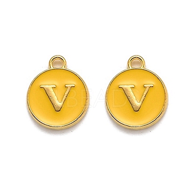 Golden Plated Alloy Enamel Charms X-ENAM-Q437-13V-1
