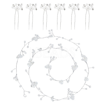 1Pc Wedding Bridal Flower Pearl Headband Hair Vine OHAR-GO0001-07-1