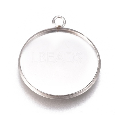Tarnish Resistant 304 Stainless Steel Pendant Cabochon Settings X-STAS-G127-13-22mm-P-1