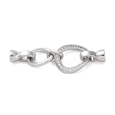 Brass Micro Pave Clear Cubic Zirconia Fold Over Clasps KK-U059-24P-1