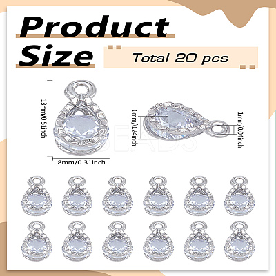 20Pcs Alloy Pendants ZIRC-LP0001-11P-1
