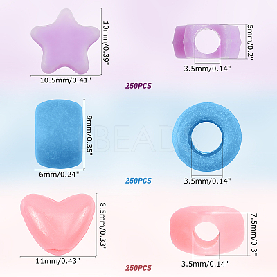 750Pcs 3 Style Plastic Beads KY-NB0001-30-1