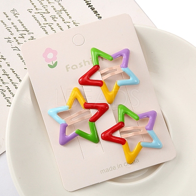 3Pcs Colorful Alloy Snap Hair Clips for Girl PW-WGB0C0F-05-1