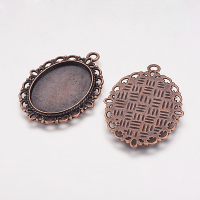 Zinc Alloy Pendant Settings for Cabochon & Rhinestone PALLOY-A15257-R-FF-1