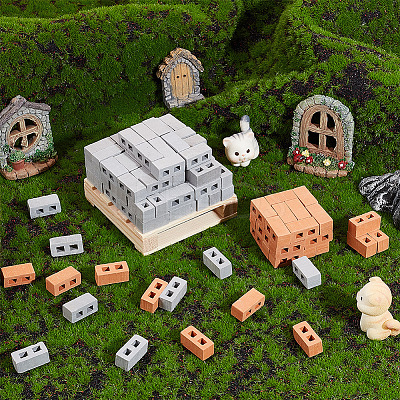 2 Colors Polymer Clay Mini Wall Bricks AJEW-OC0005-03A-1