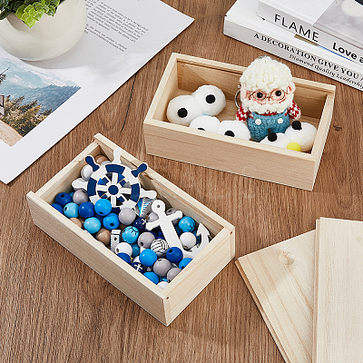 Rectangle Unfinished Wood Gift Storage Box LS-CON-WH0094-38A-1