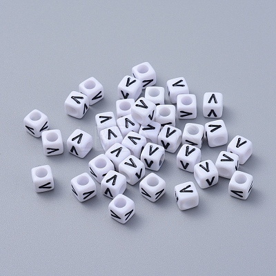 Acrylic Horizontal Hole Letter Beads PL37C9308-V-1