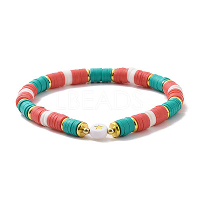 4Pcs 4 Style Polymer Clay Heishi Surfer Stretch Bracelets Set X1-BJEW-TA00261-1