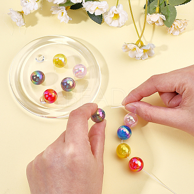 30Pcs UV Plating Opaque Acrylic Beads OACR-PH0004-83-1