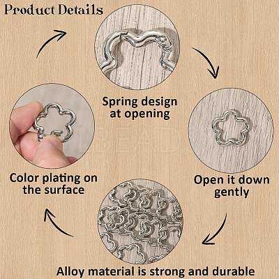 18Pcs 3 Colors Alloy Spring Gate Rings FIND-SC0019-03A-1