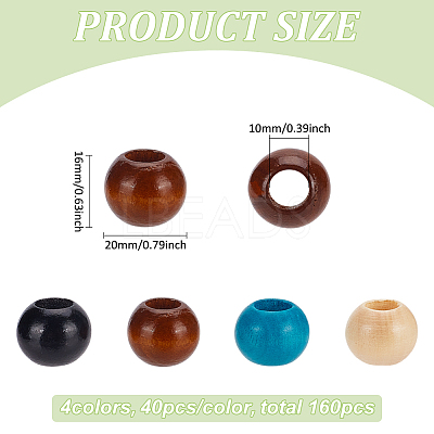 4 Colors Wood Large Hole Beads WOOD-FG0001-52-1