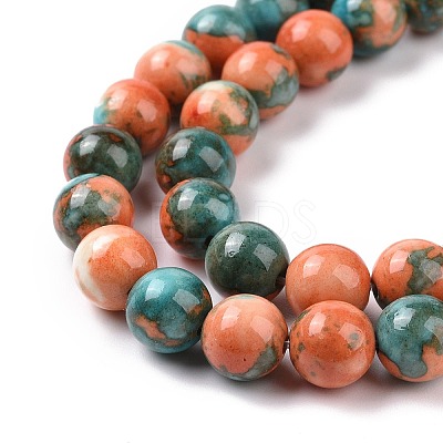 Synthetic Ocean White Jade Round Bead Strands G-M165-8mm-04-1